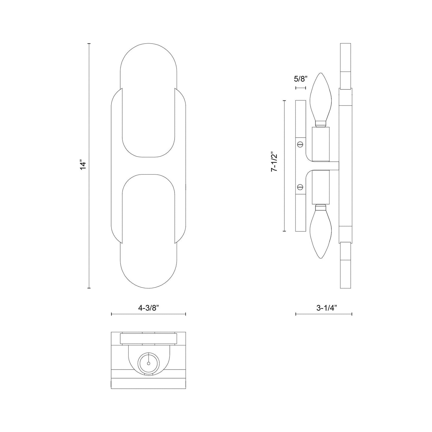 Odin Bath Vanity Light - line drawing.