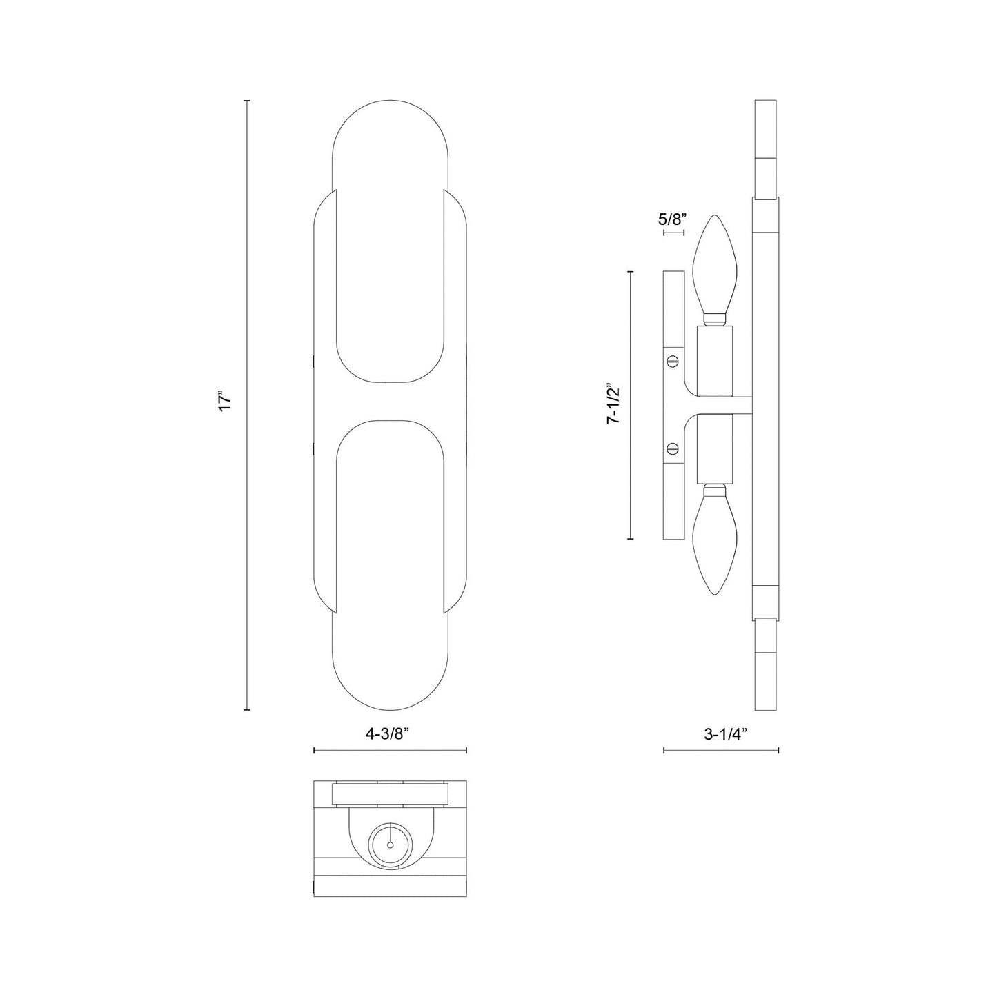 Odin Bath Vanity Light - line drawing.