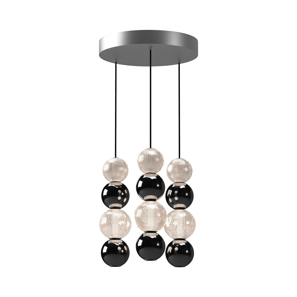 Onyx LED Multi Light Pendant Light in Polished Nickel (28W).