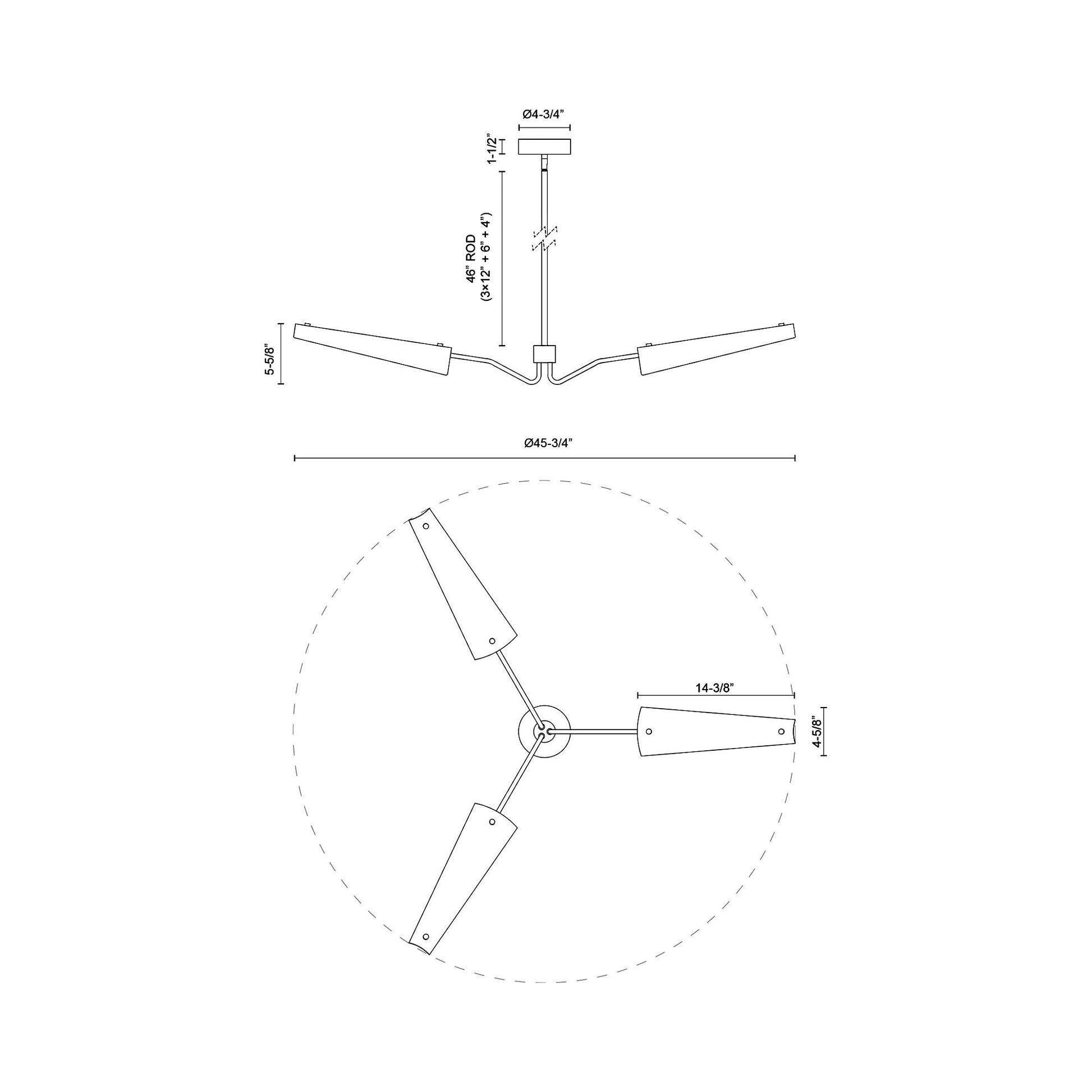 Osorio LED Chandelier - line drawing.