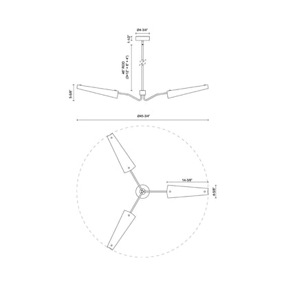 Osorio LED Chandelier - line drawing.