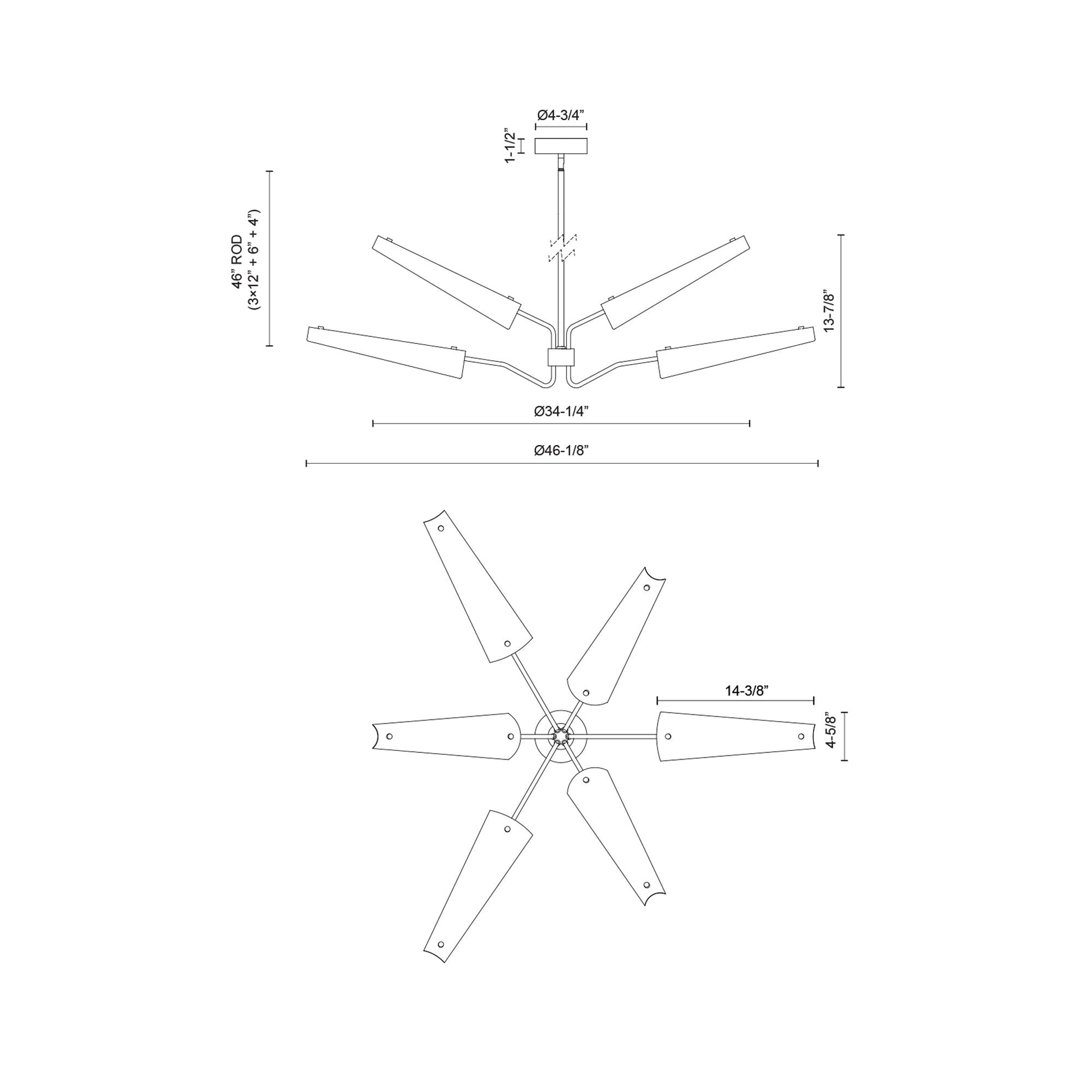 Osorio LED Chandelier - line drawing.