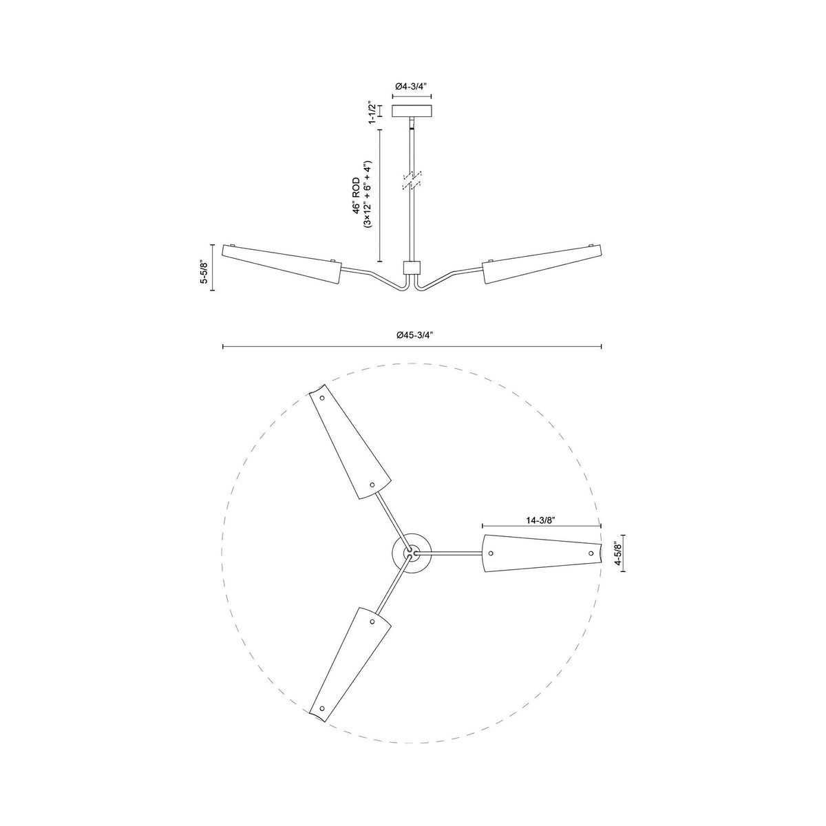 Osorio LED Chandelier - line drawing.