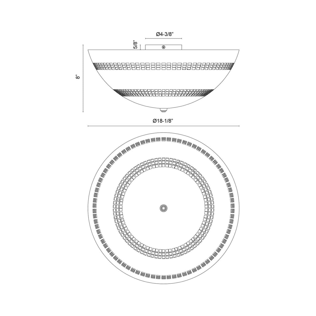 Overland Flush Mount Ceiling Light - line drawing.