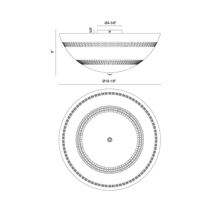Overland Flush Mount Ceiling Light - line drawing.