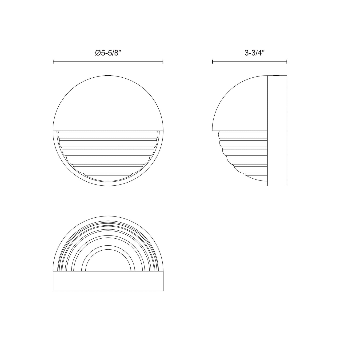 Palais LED Circular Wall Light - line drawing.