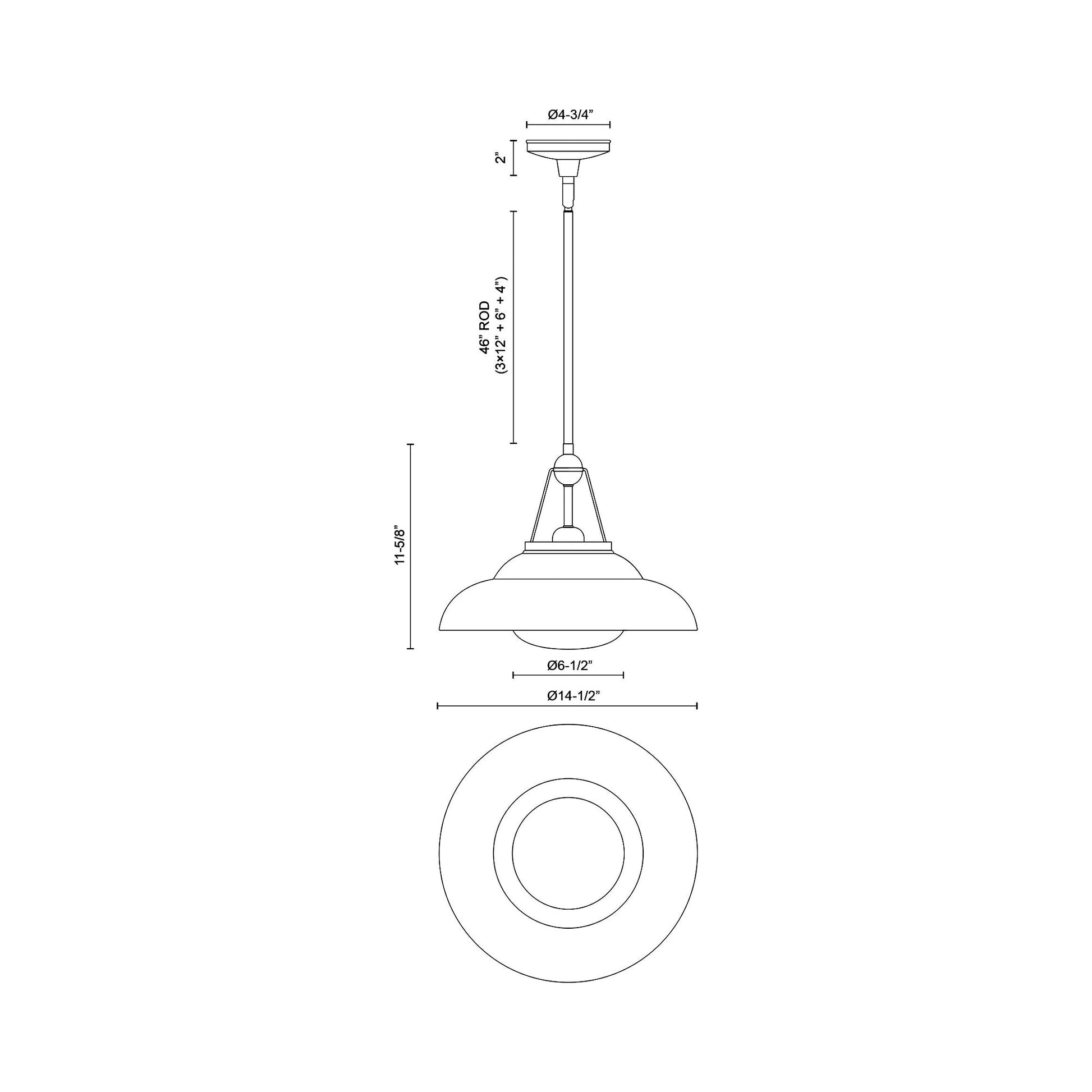 Palmetto Pendant Light - line drawing.