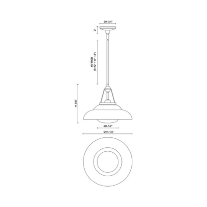 Palmetto Pendant Light - line drawing.