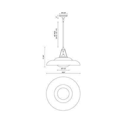 Palmetto Pendant Light - line drawing.