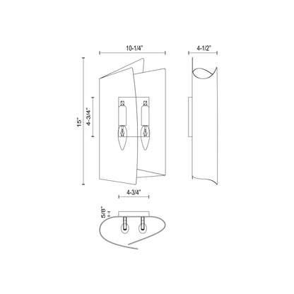 Parducci Vanity Wall Light - line drawing.