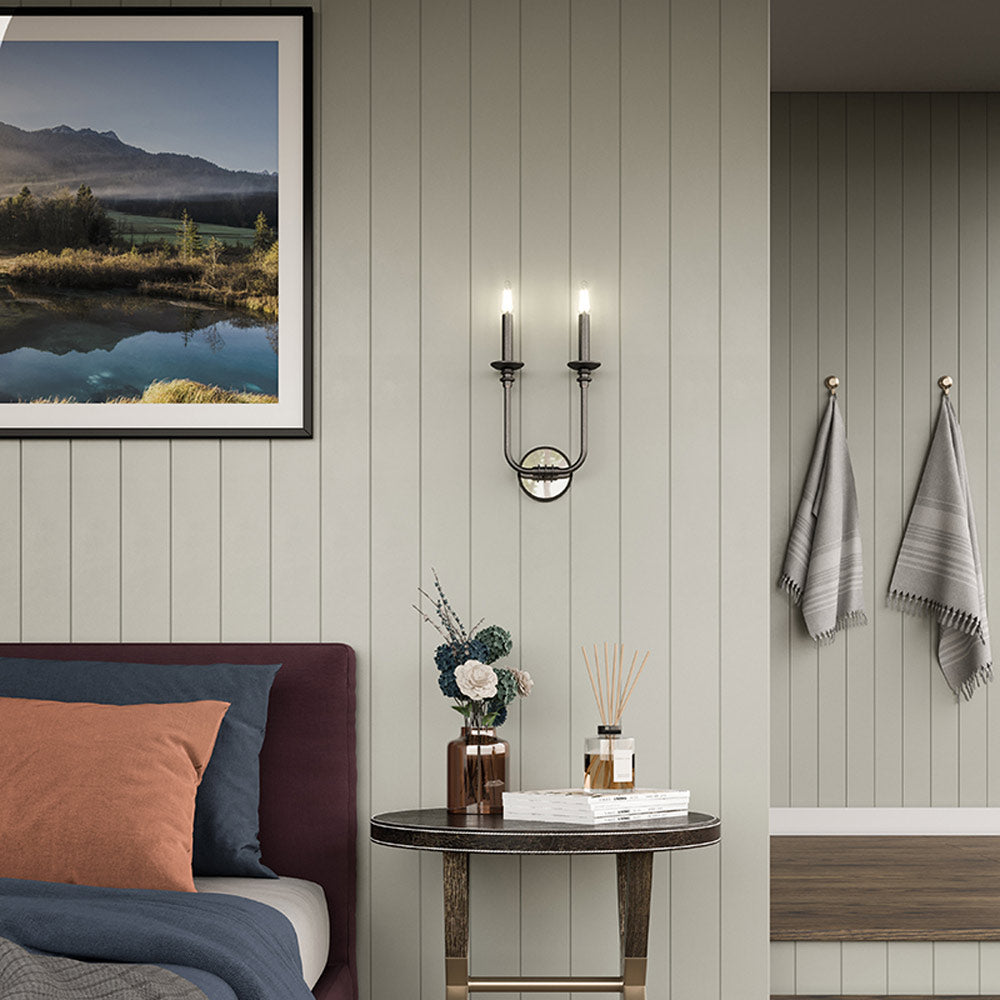 Peabody Wall Light in bedroom.