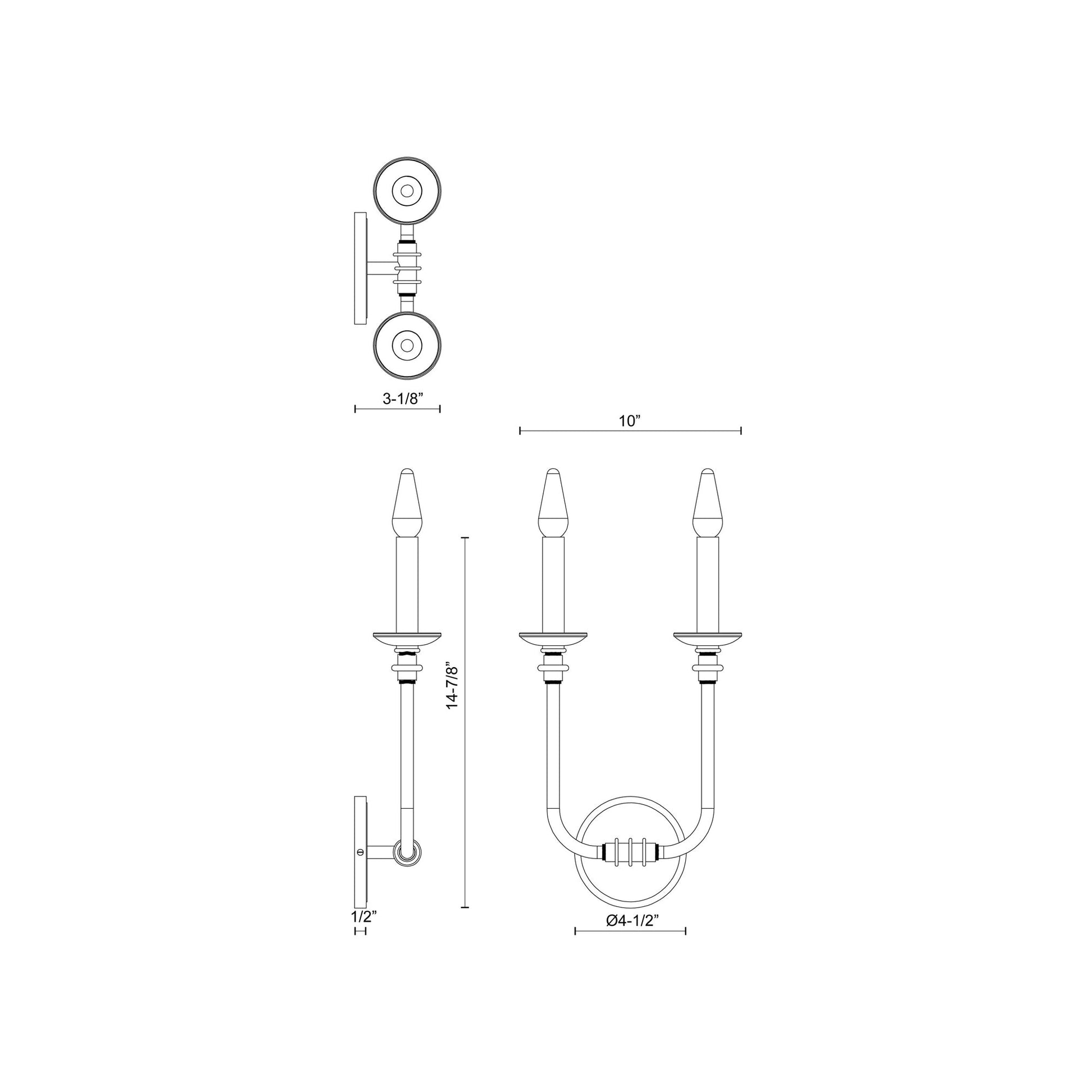 Peabody Wall Light - line drawing.