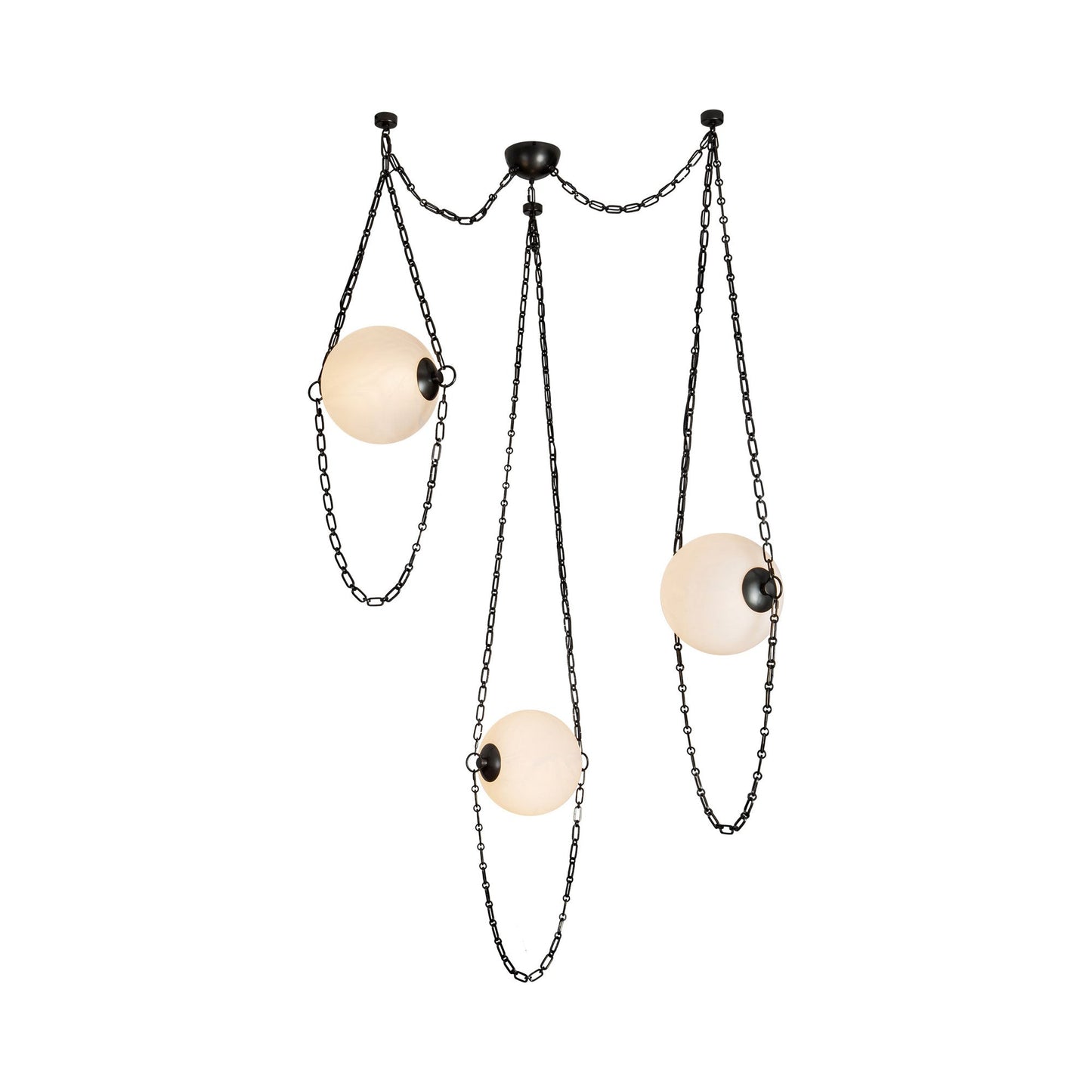 Petra 3-Head LED Chandelier in Urban Bronze/Cloud Glass.