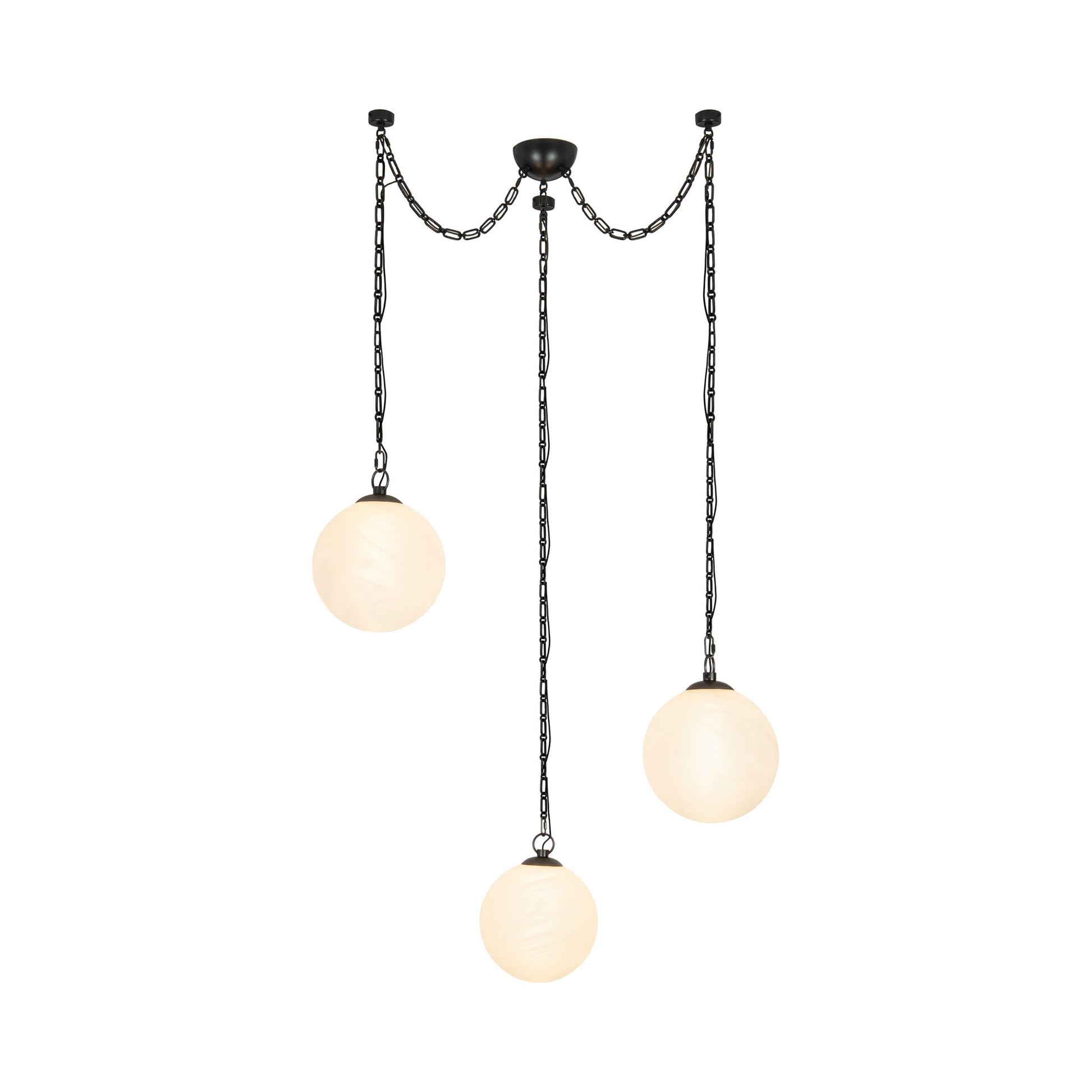 Petra LED Chandelier in Urban Bronze/Cloud Glass.