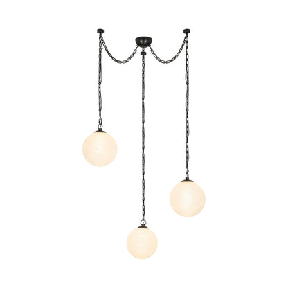 Petra LED Chandelier in Urban Bronze/Cloud Glass.