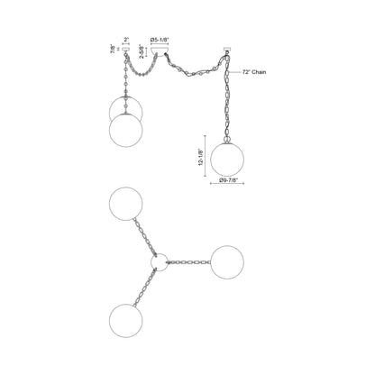 Petra LED Chandelier - line drawing.