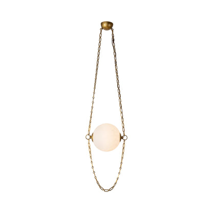 Petra LED Pendant Light in Vintage Brass/Cloud Glass.