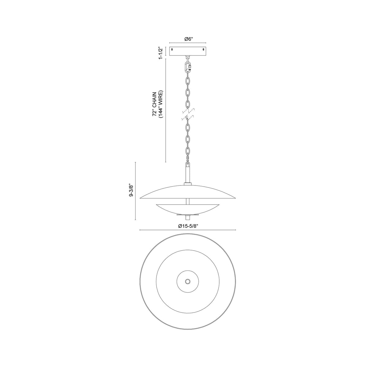 Prescott LED Pendant Light - line drawing.