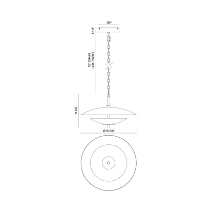 Prescott LED Pendant Light - line drawing.