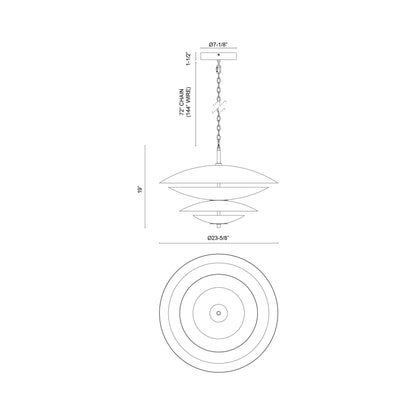 Prescott LED Pendant Light - line drawing.