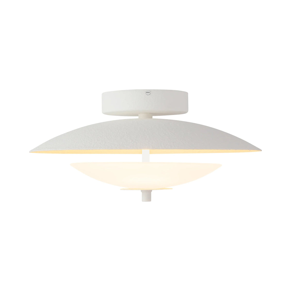 Prescott LED Semi Flush Mount Ceiling Light in Antique White.