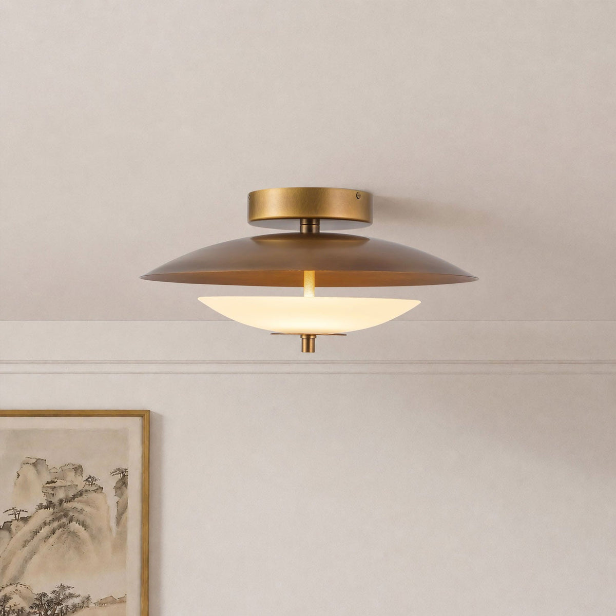 Prescott LED Semi Flush Mount Ceiling Light in Detail.