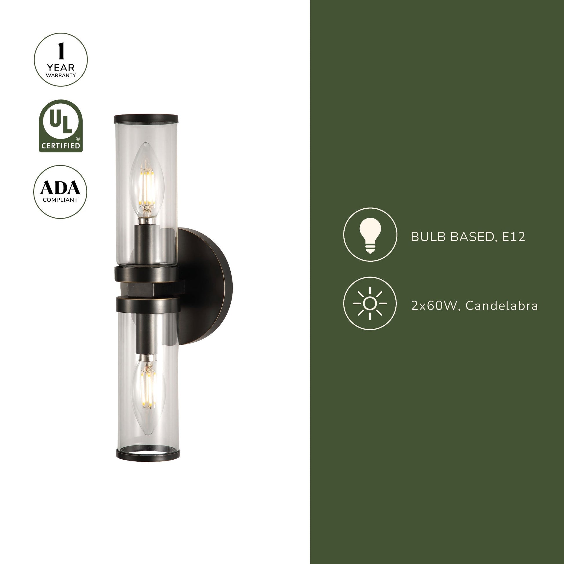 Revolve Bath Double Wall Light in Detail.