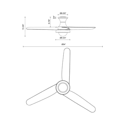 Rubio-H Hugger LED Ceiling Fan - line drawing.