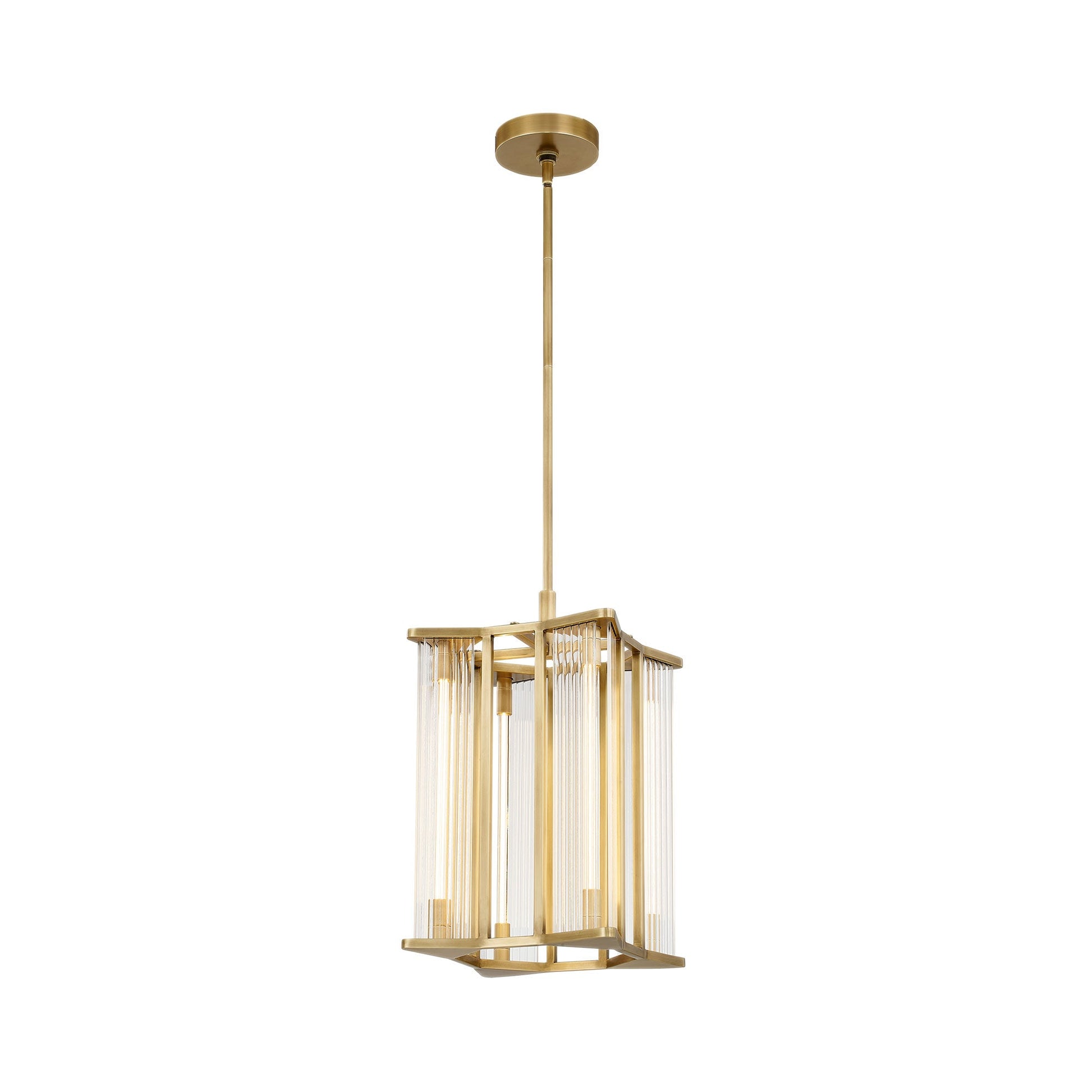 Sabre LED Pendant Light in Vintage Brass.