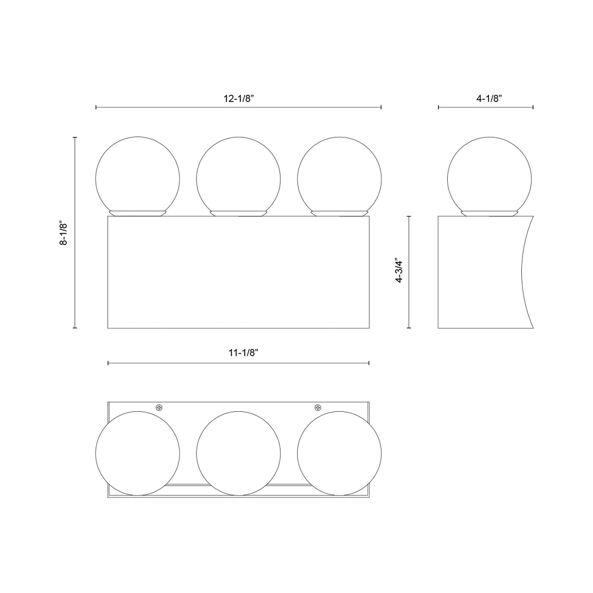Sinclair LED Bath Vanity Light - line drawing.