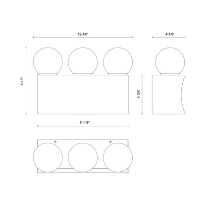 Sinclair LED Bath Vanity Light - line drawing.