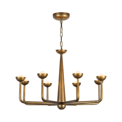Spade LED Chandelier in Vintage Brass.