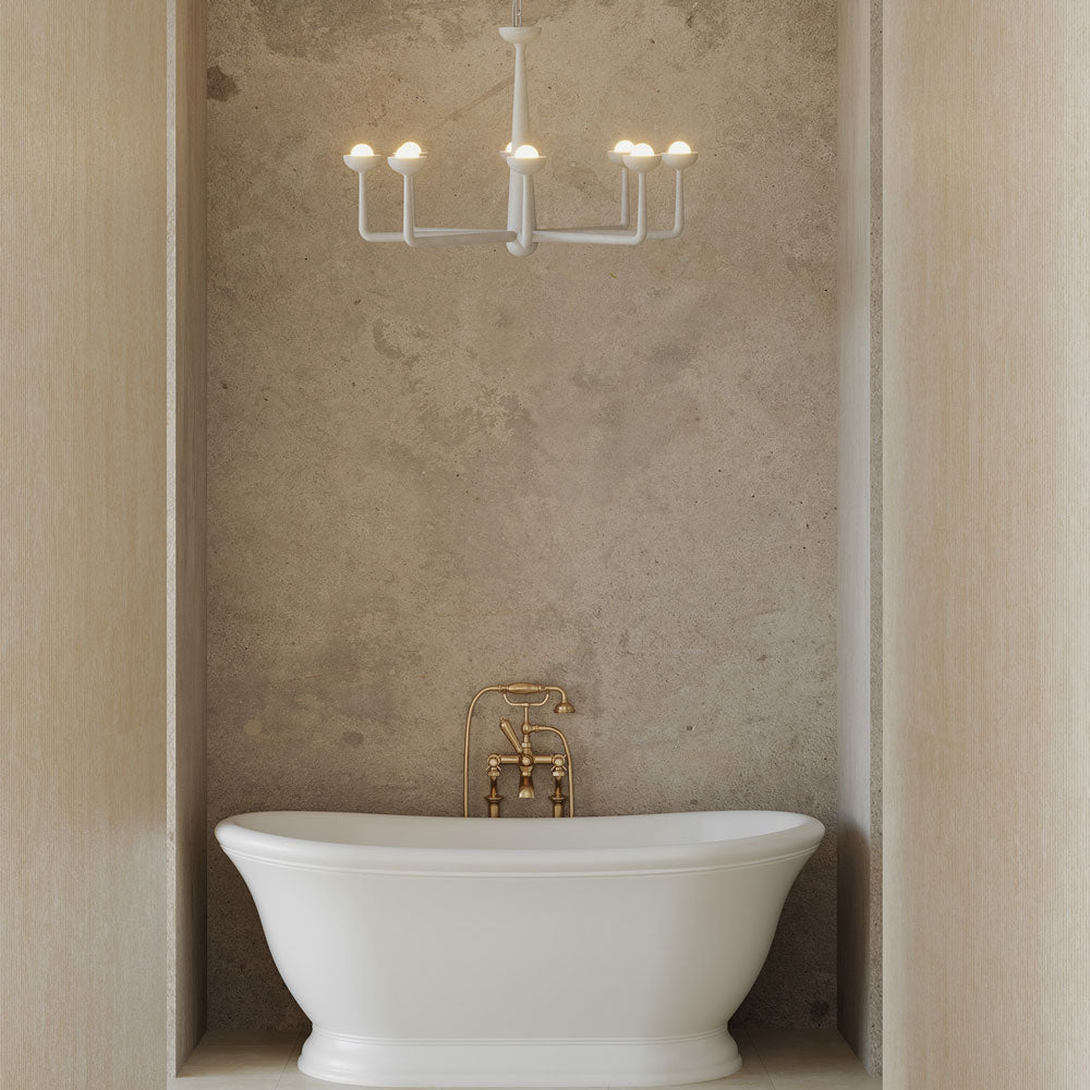 Spade LED Chandelier in bathroom.