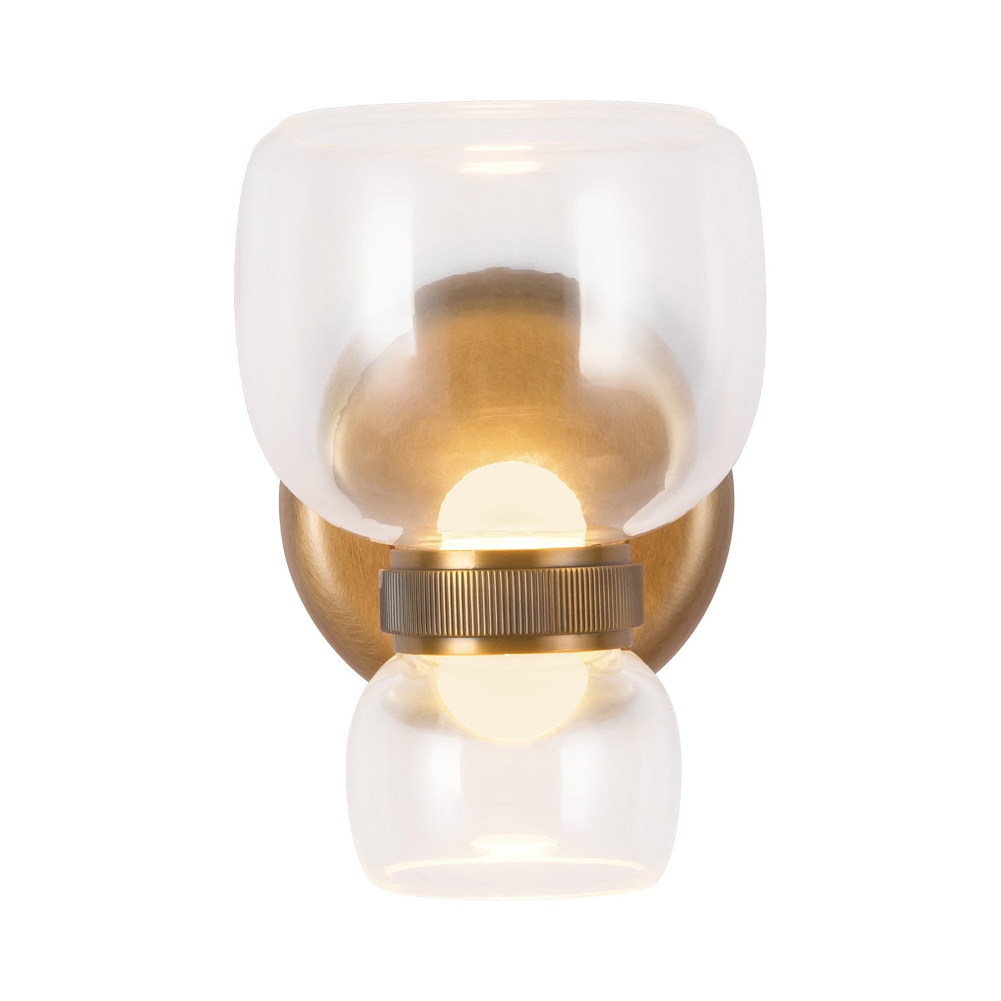 Sutton LED Bath Wall Light in Vintage Brass (Clear Glass).