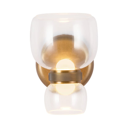 Sutton LED Bath Wall Light in Vintage Brass (Clear Glass).