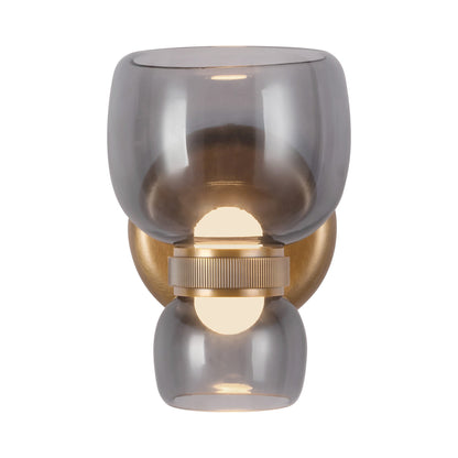 Sutton LED Bath Wall Light in Vintage Brass (Smoked Glass).