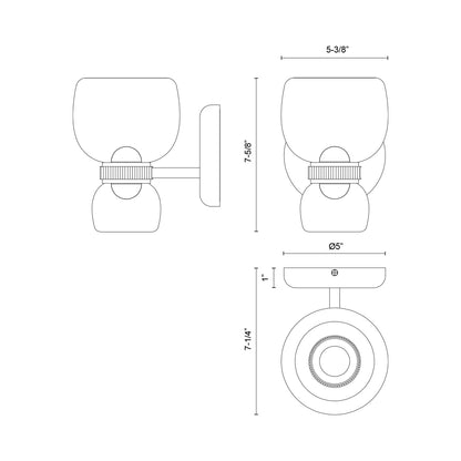 Sutton LED Bath Wall Light - line drawing.
