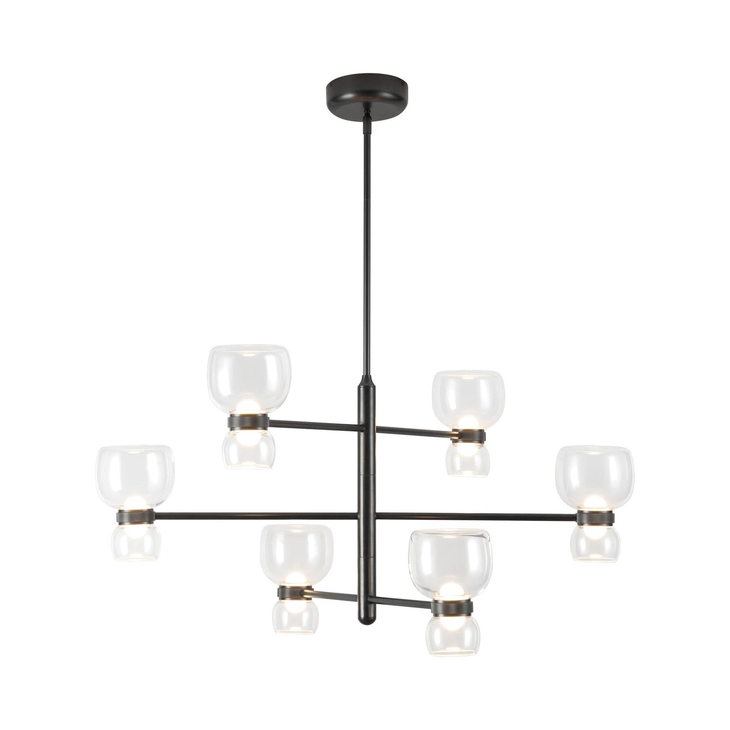 Sutton LED Chandelier in Urban Bronze (Clear Glass).