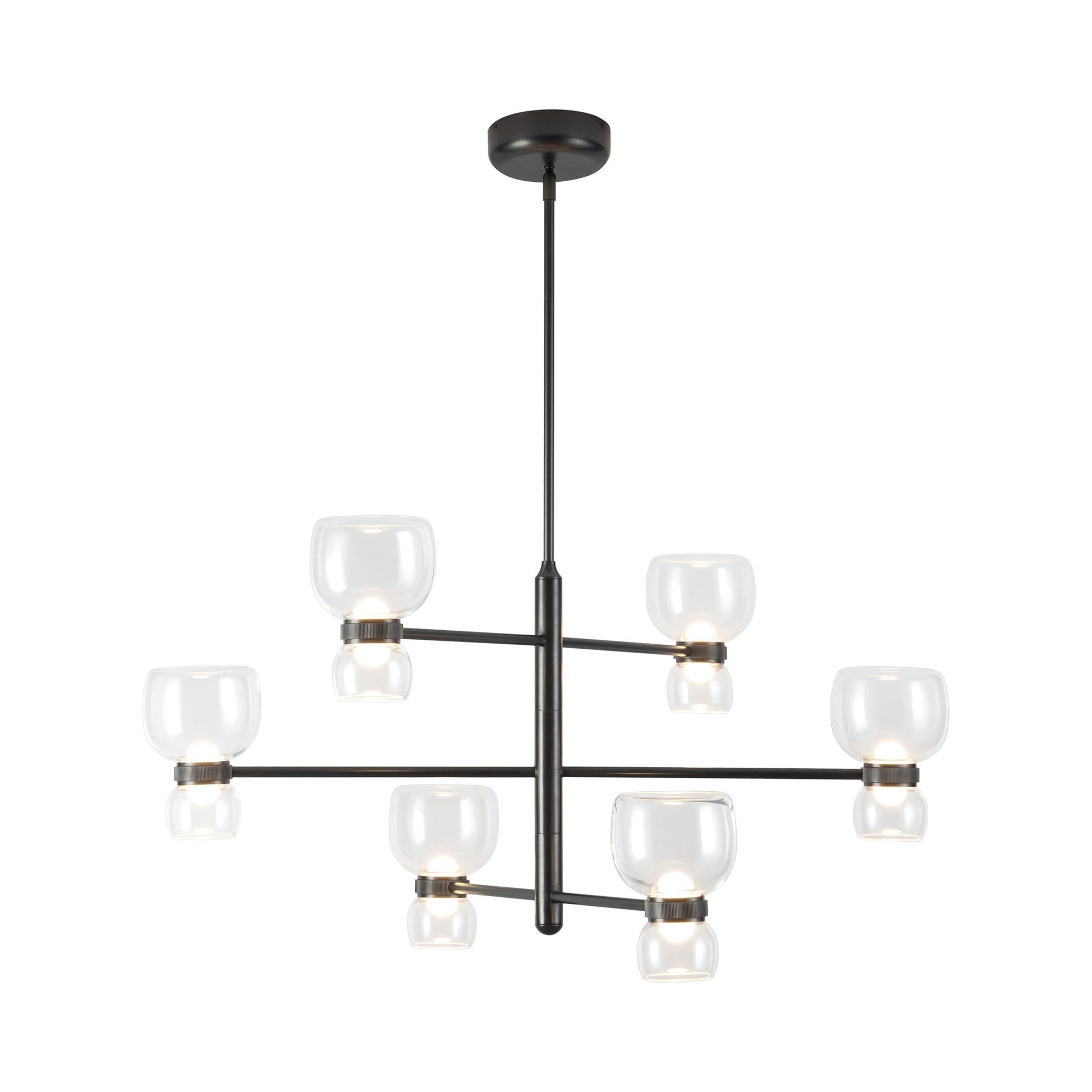 Sutton LED Chandelier in Urban Bronze (Clear Glass).