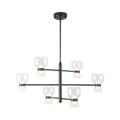 Sutton LED Chandelier in Urban Bronze (Clear Glass).