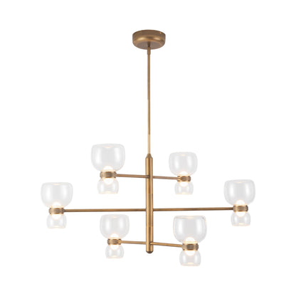 Sutton LED Chandelier in Vintage Brass (Clear Glass).
