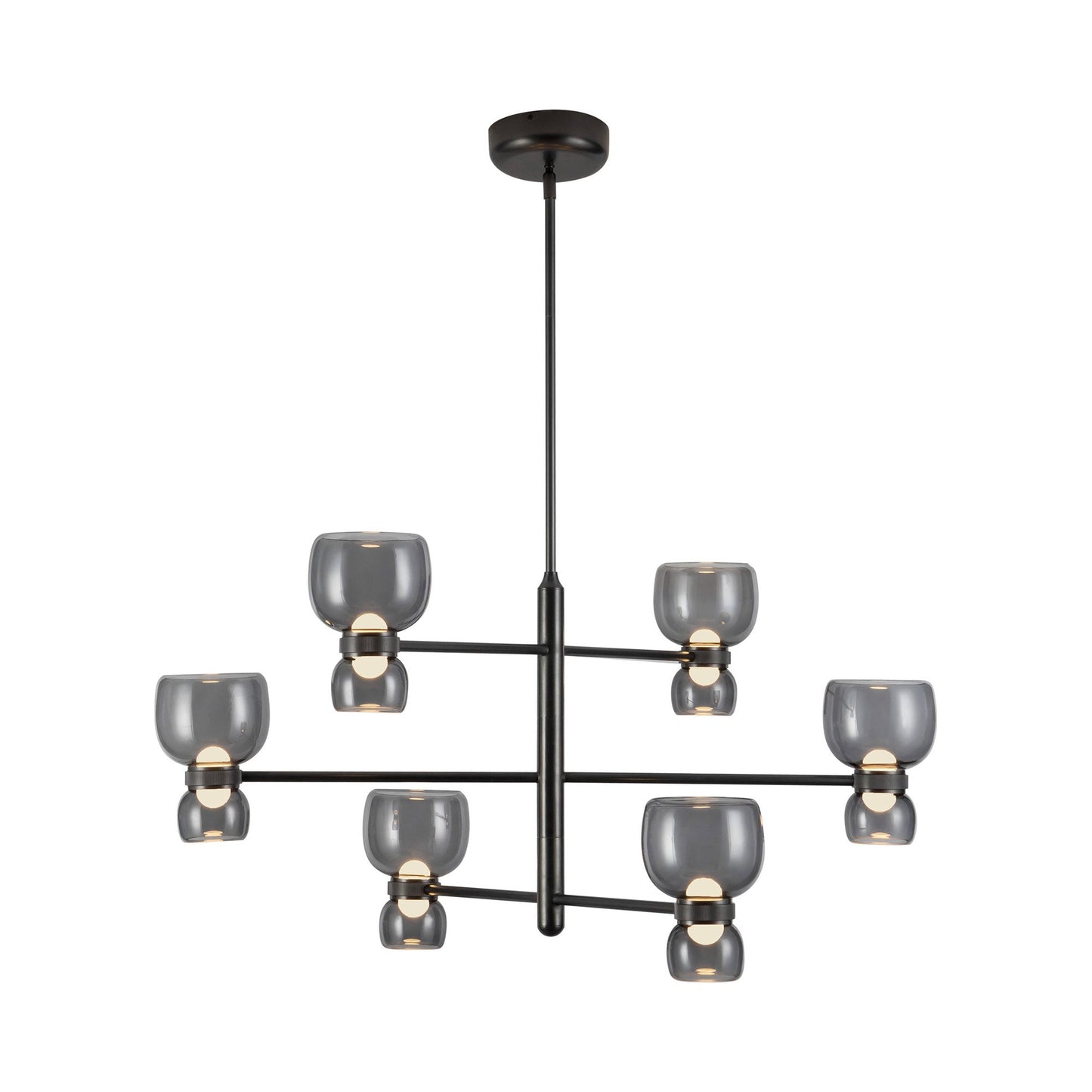 Sutton LED Chandelier in Urban Bronze (Smoked Glass).