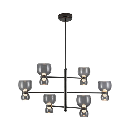 Sutton LED Chandelier in Urban Bronze (Smoked Glass).