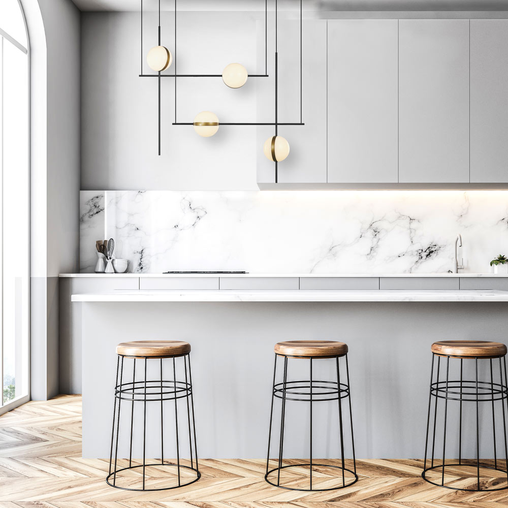 Tagliato LED Linear Chandelier in dining room.