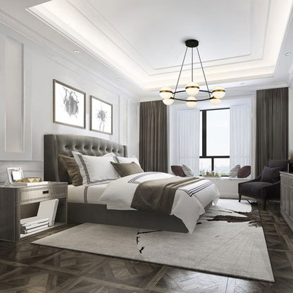Tagliato LED Ring Chandelier in bedroom.