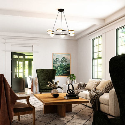 Tagliato LED Ring Chandelier in living room.