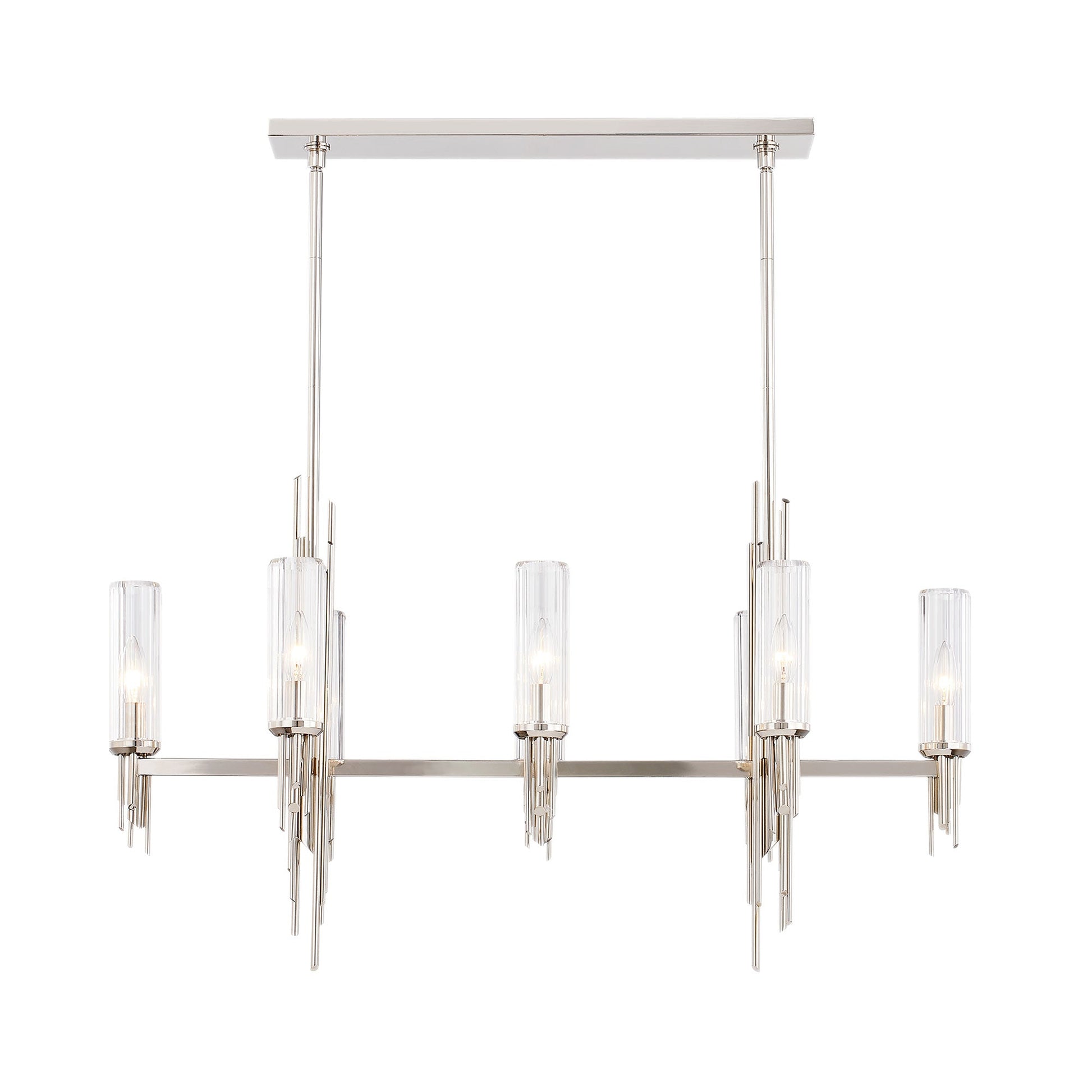 Torres Linear Pendant Light in Polished Nickel.