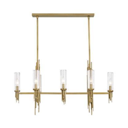 Torres Linear Pendant Light in Vintage Brass.