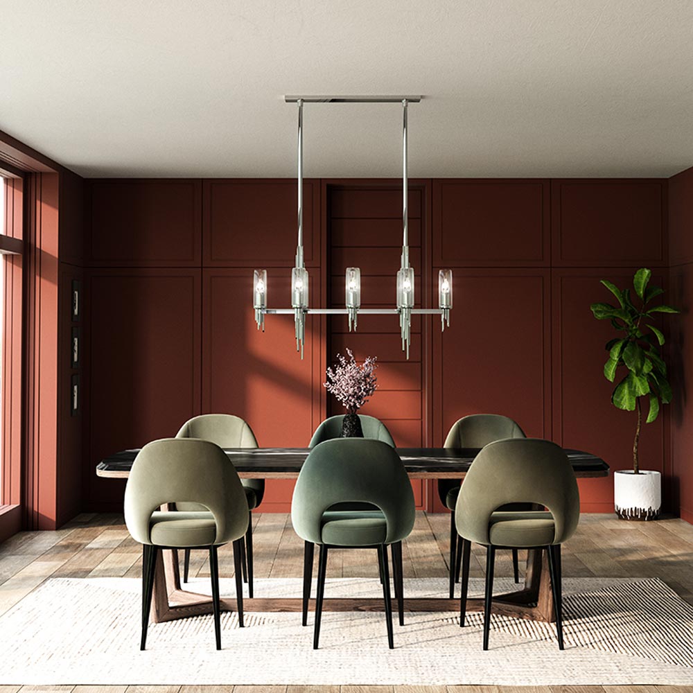 Torres Linear Pendant Light in dining room.