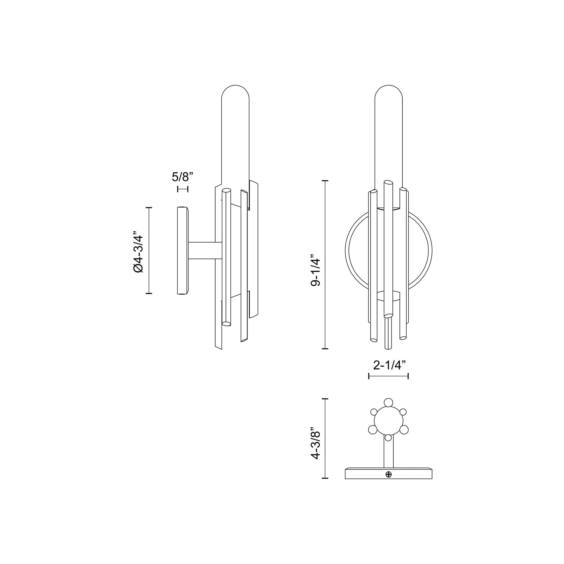 Torres Vanity Wall Light - line drawing.
